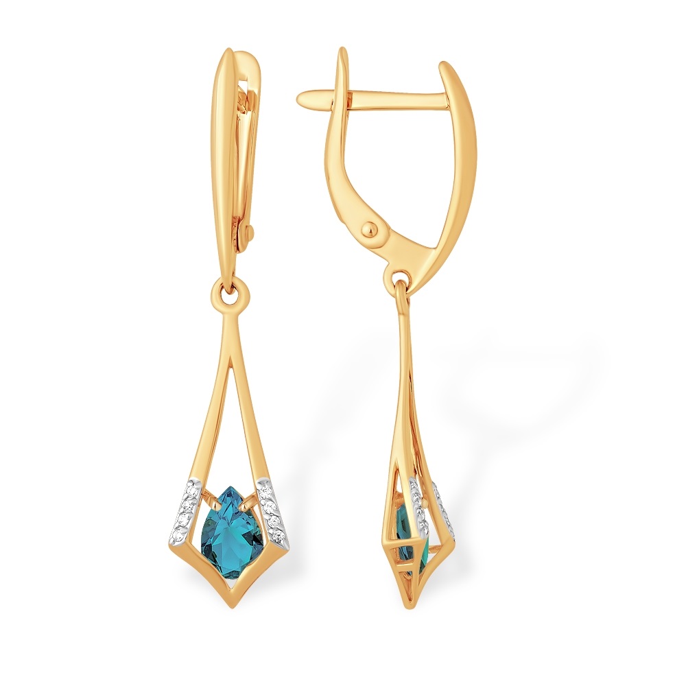 Серьги из красного золота с аметистом и фианитами