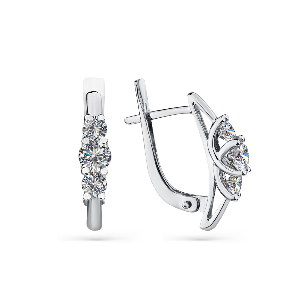 Серьги из белого золота с фианитами