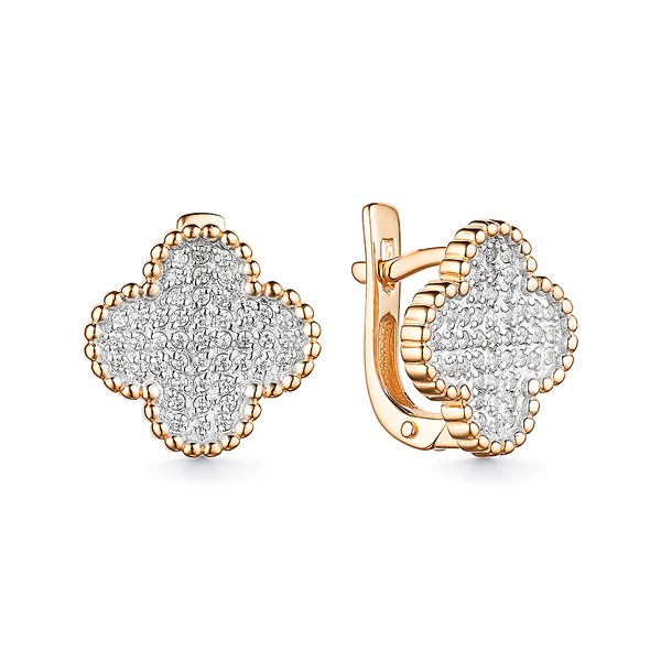 Серьги из красного золота с фианитами