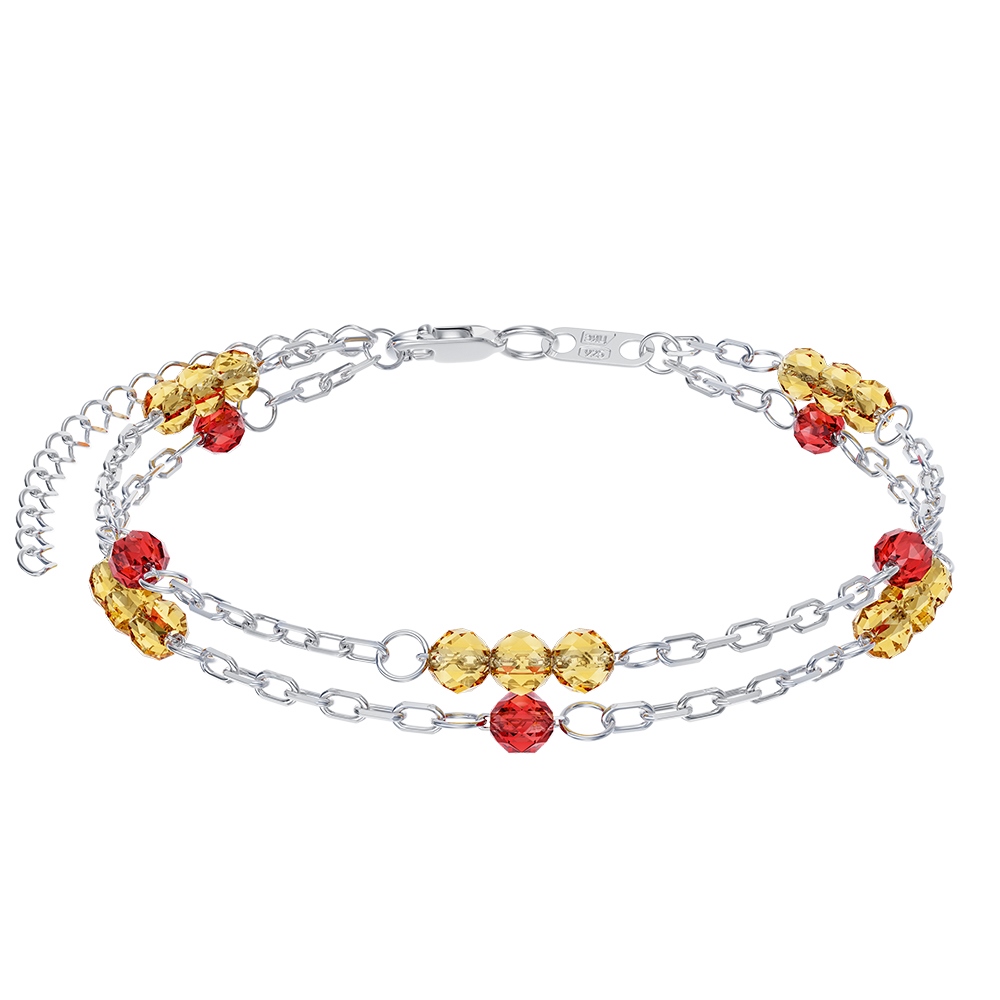 Браслет из серебра с цитрином и гранатом