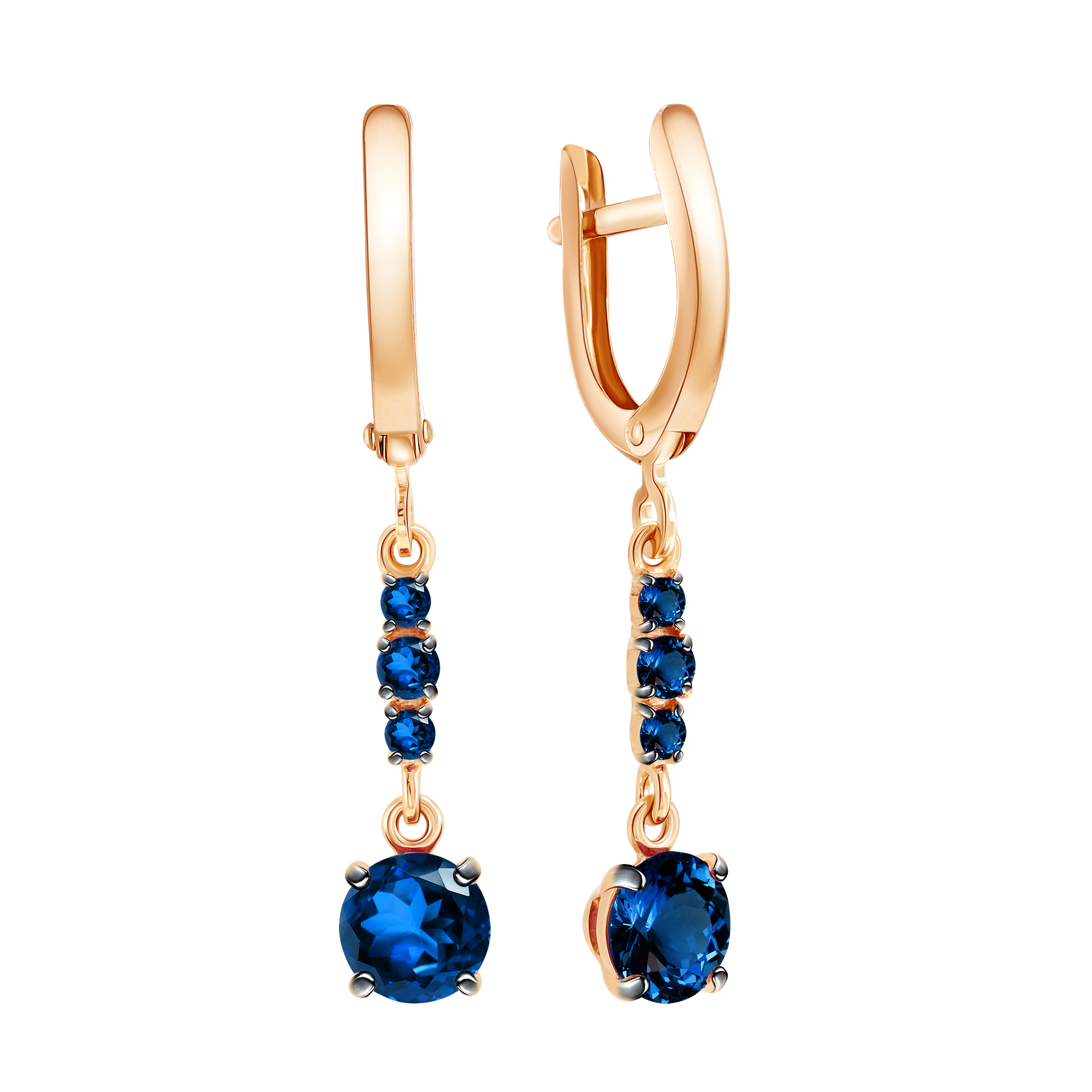 Серьги из красного золота с фианитами