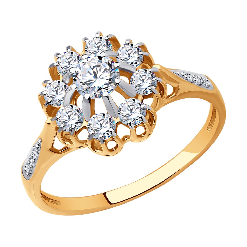 Кольцо из красного золота с фианитами