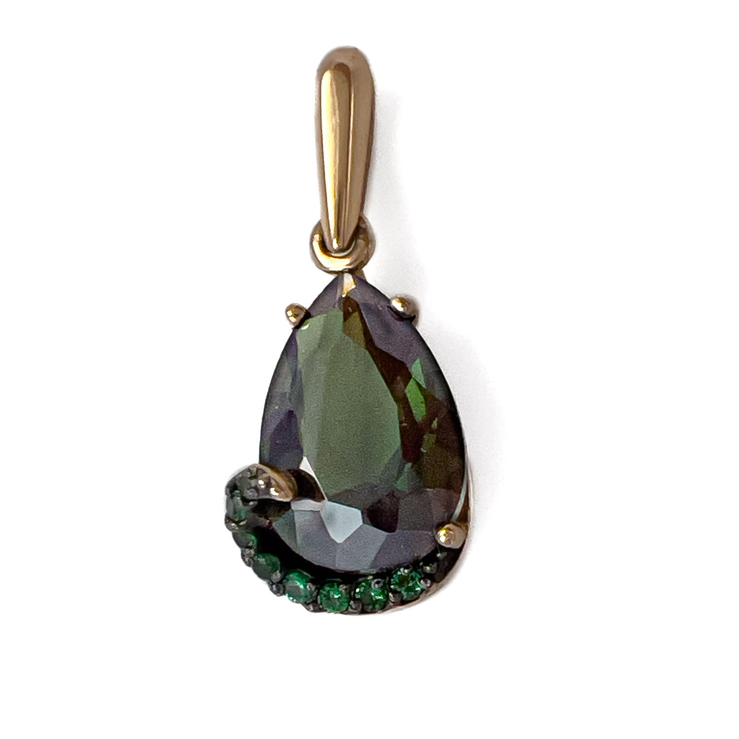 Подвеска из золота с турмалином и фианитами