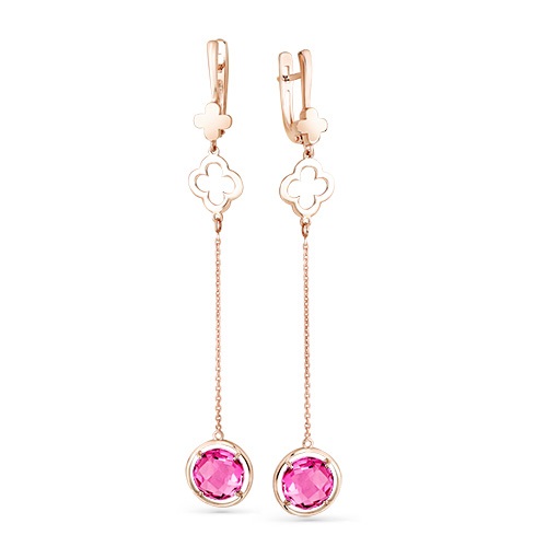 Серьги из красного золота с корундами