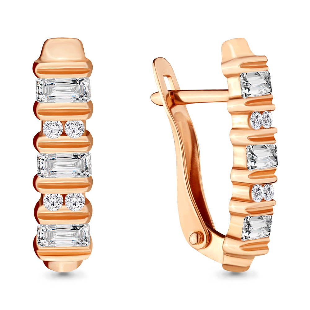 Серьги из красного золота с фианитами