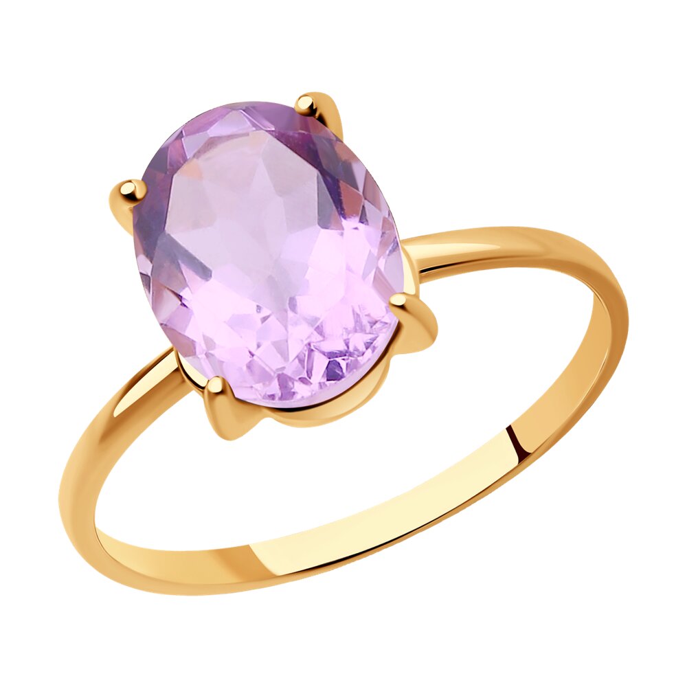 Кольцо из красного золота с аметистом