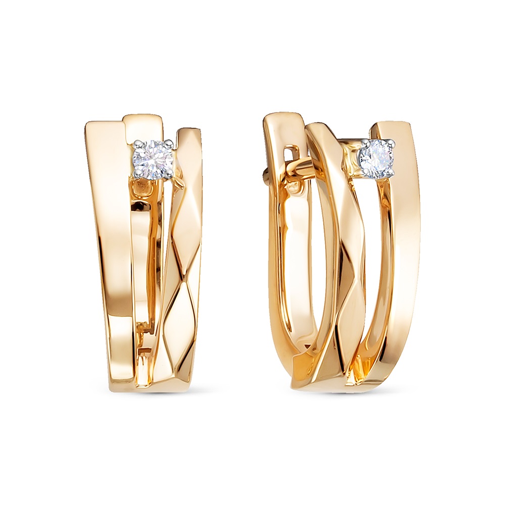 Серьги из красного золота с бриллиантами