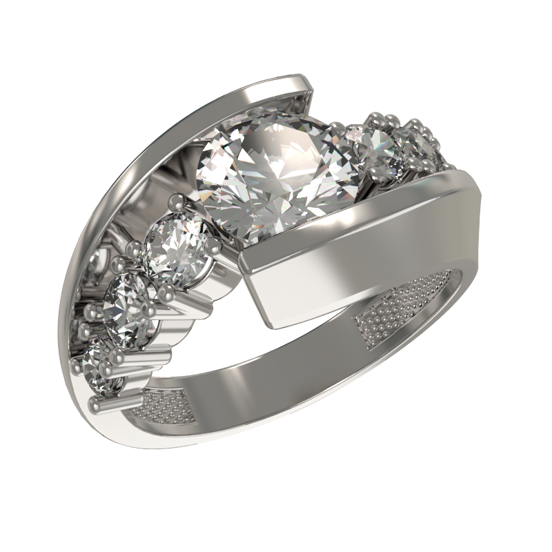 Кольцо из серебра с фианитами