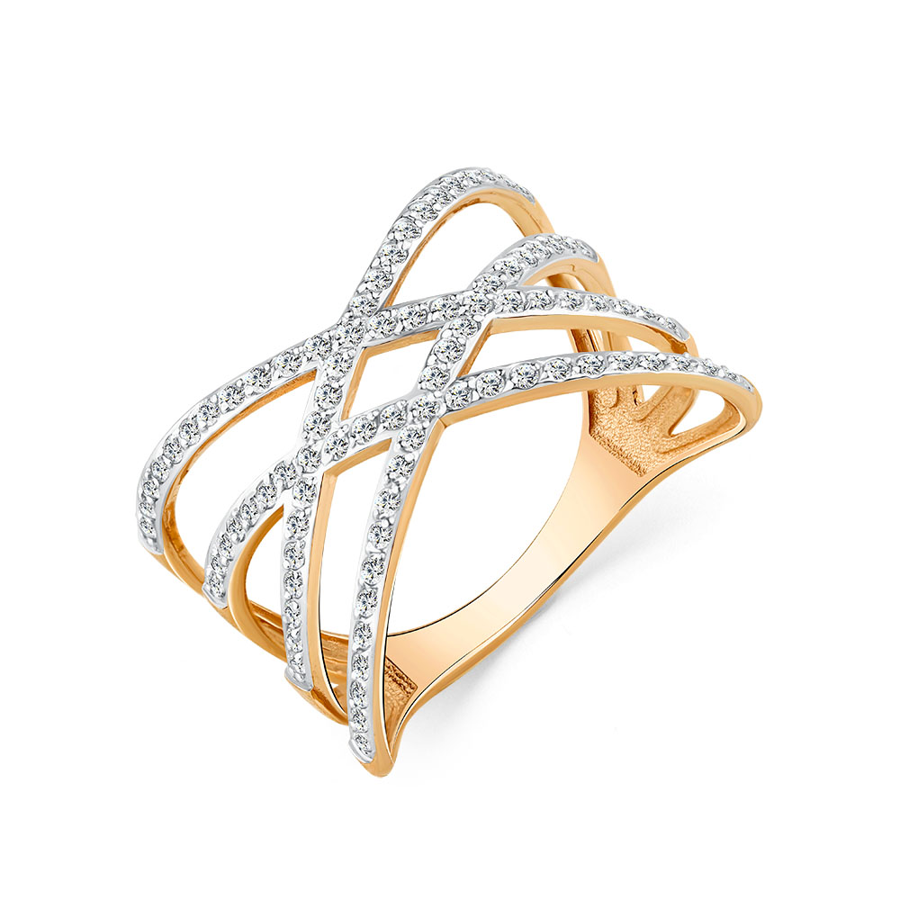 Кольцо из красного золота с фианитами