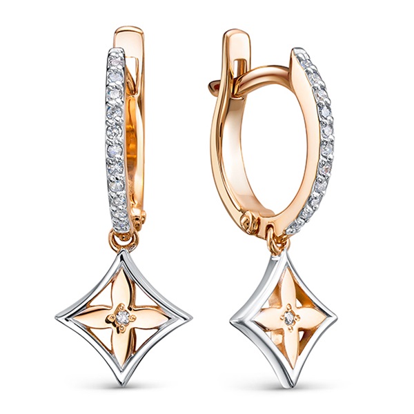 Серьги из красного золота с бриллиантами