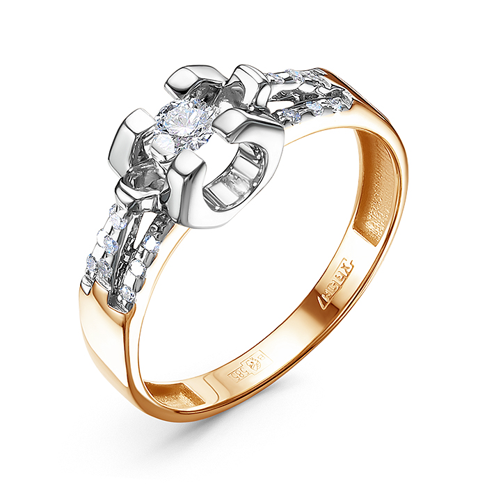 Кольцо из красного золота с бриллиантами