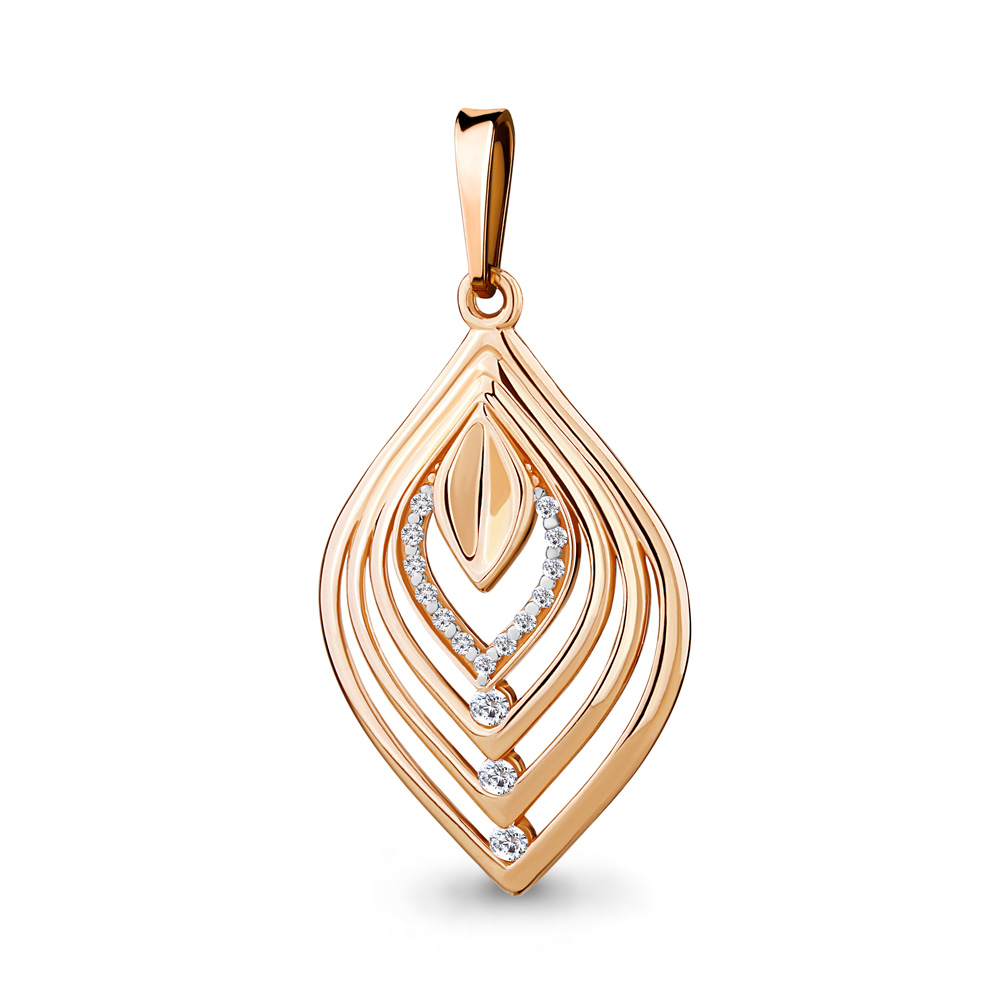 Подвеска из красного золота с фианитами