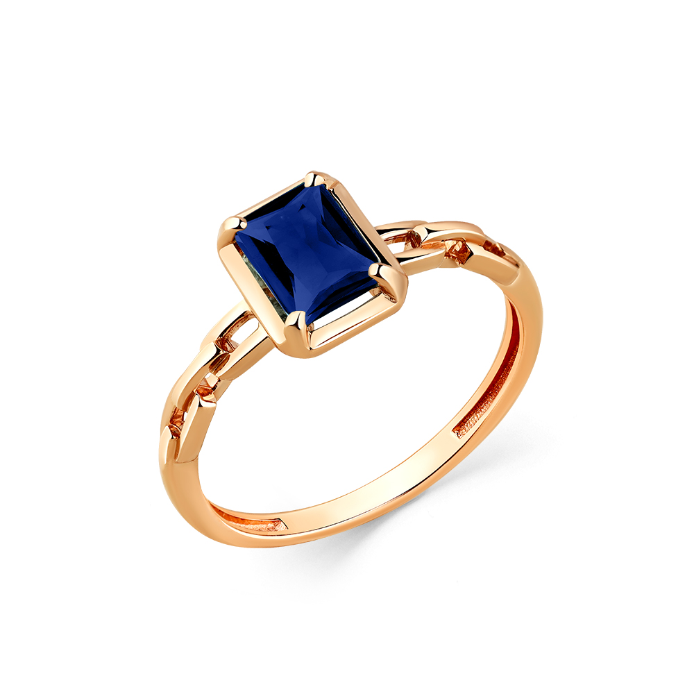 Кольцо из красного золота с корундом