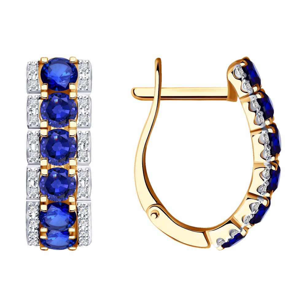 Серьги из золота с бриллиантами и сапфирами