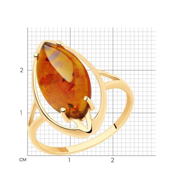Кольцо из красного золота с янтарем