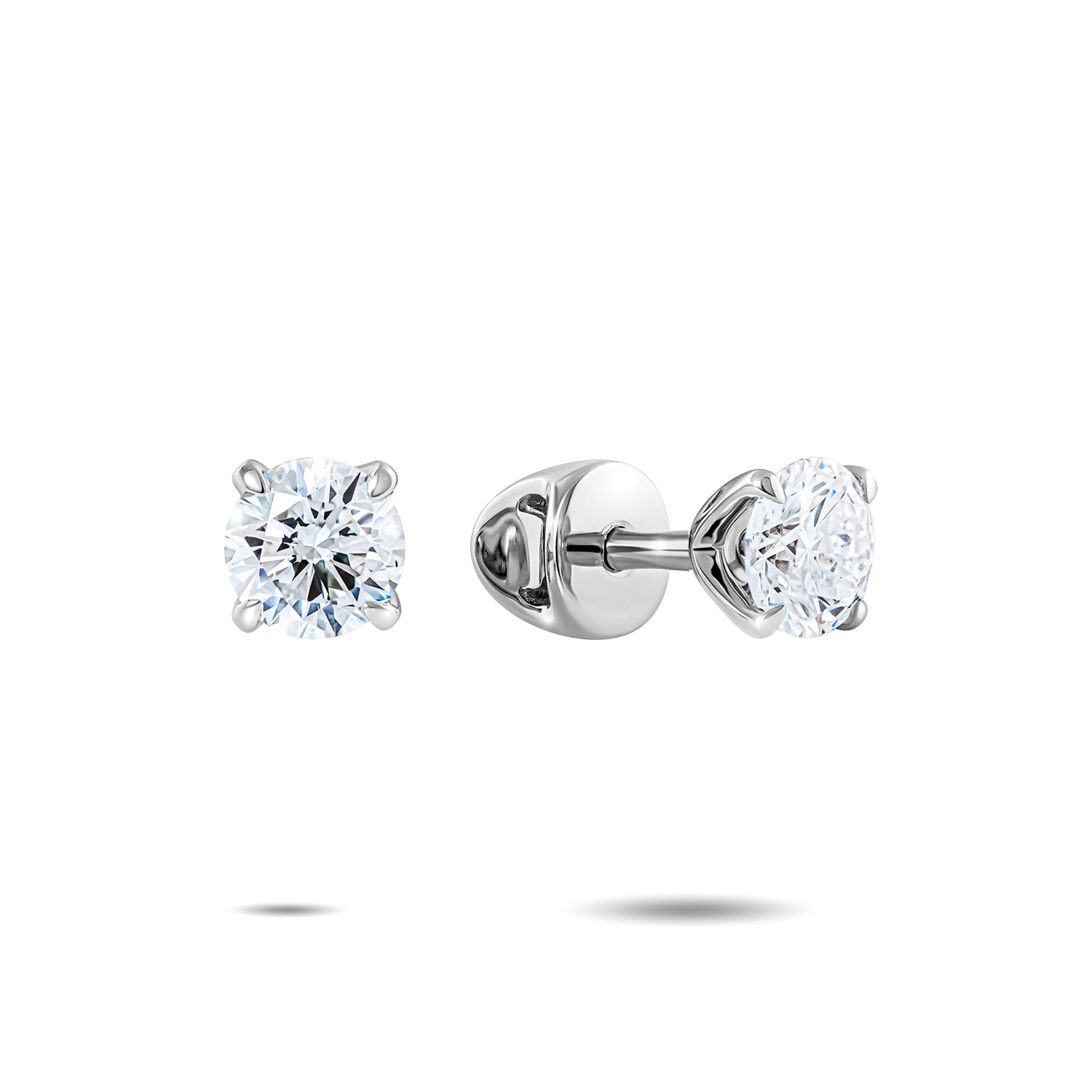 Серьги пусеты из белого золота с бриллиантами