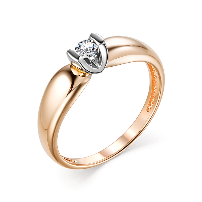 Кольцо из красного золота с бриллиантом