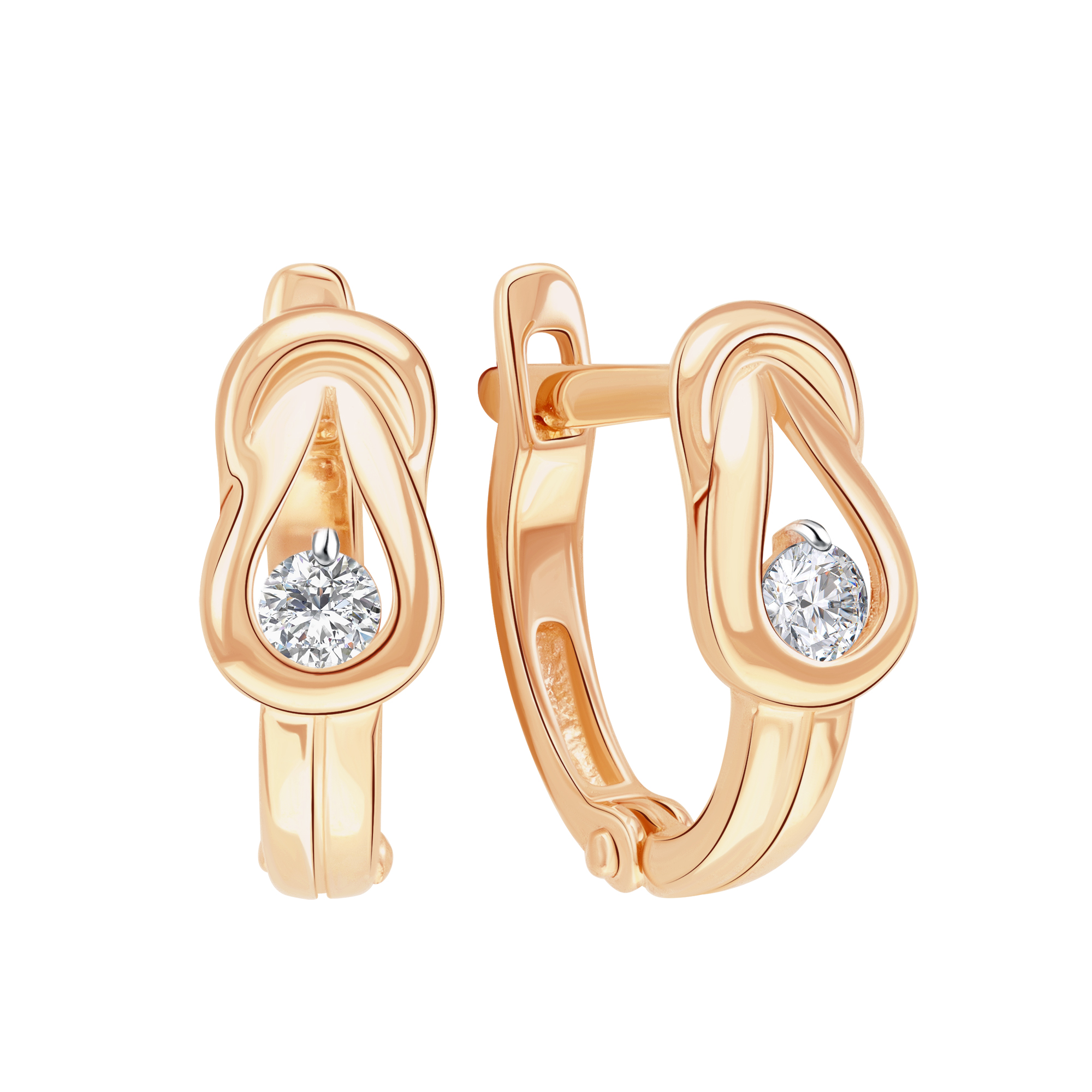 Серьги из красного золота с фианитами