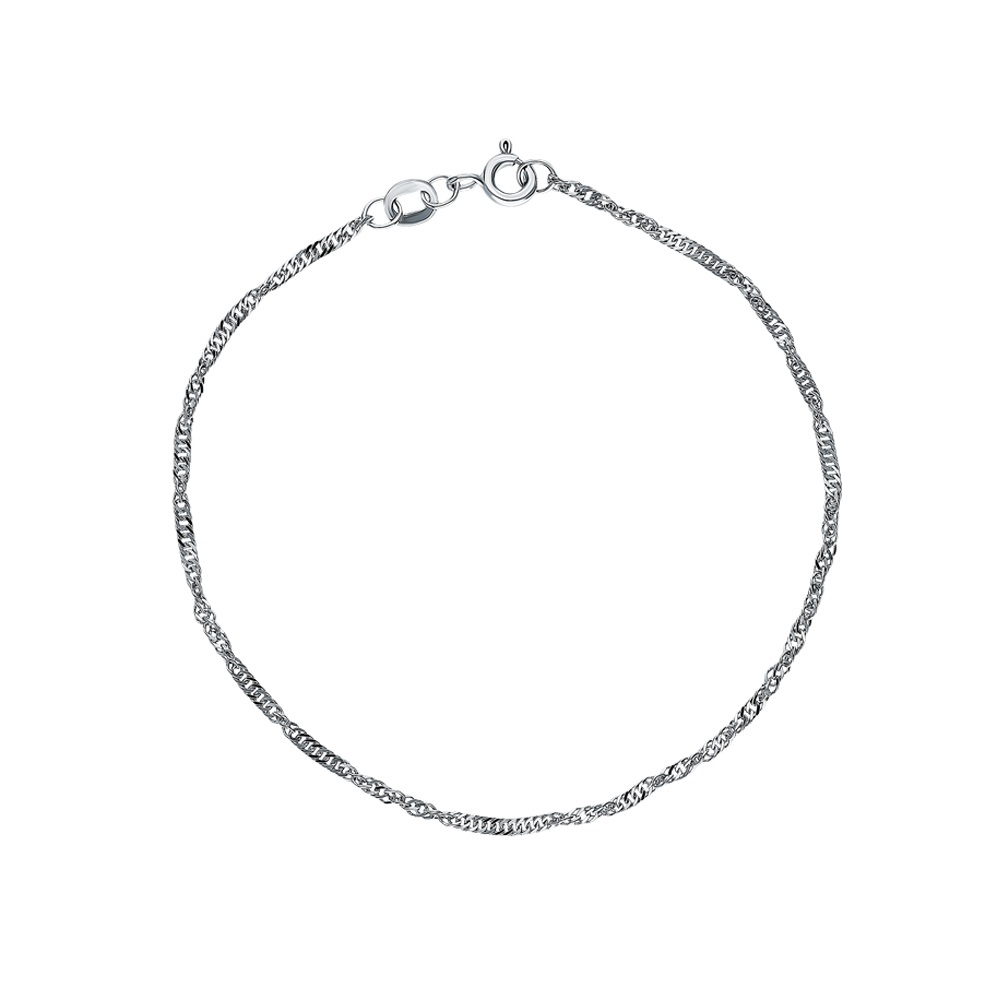 Браслет из белого золота, плетение «Сингапур»