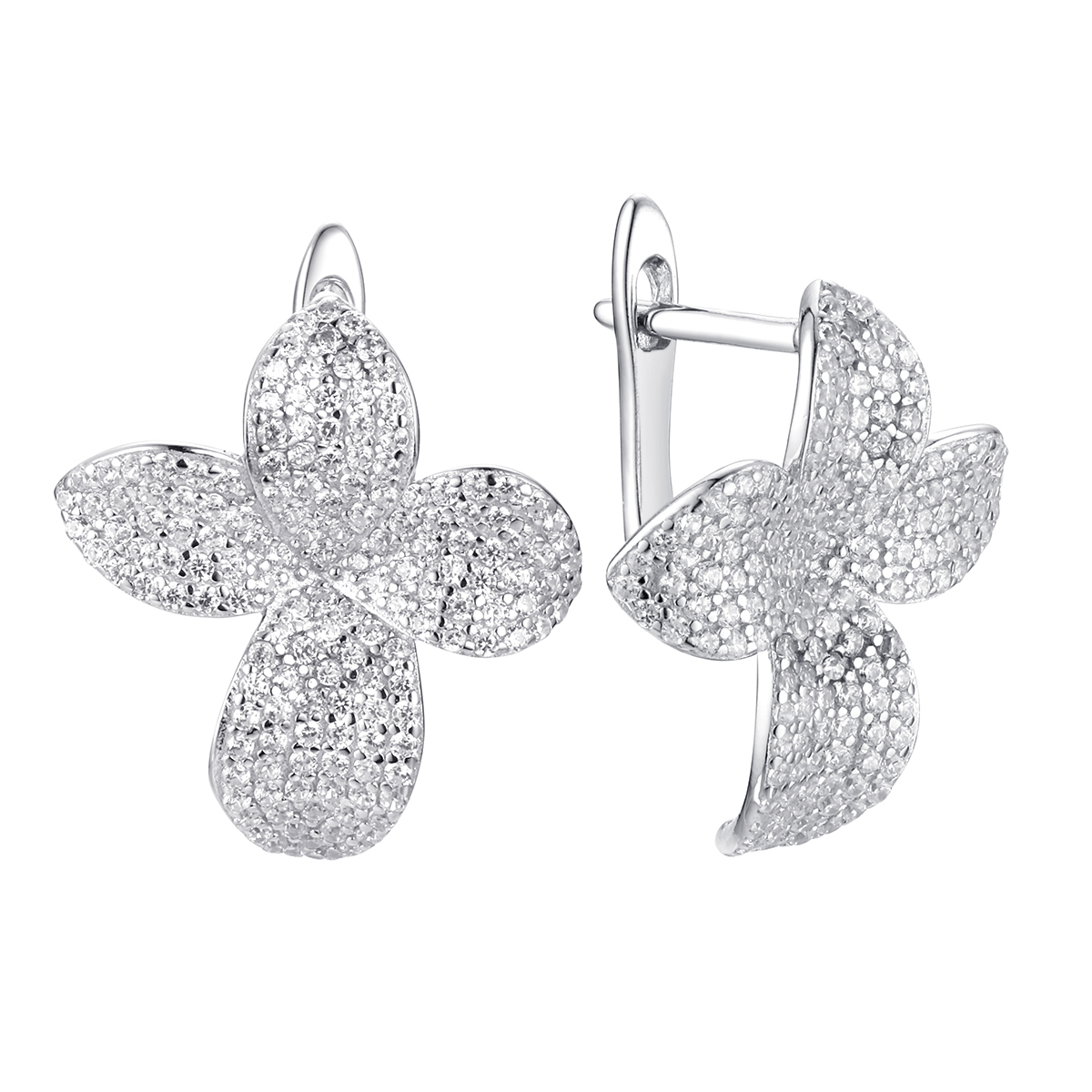 Серьги из серебра с фианитами