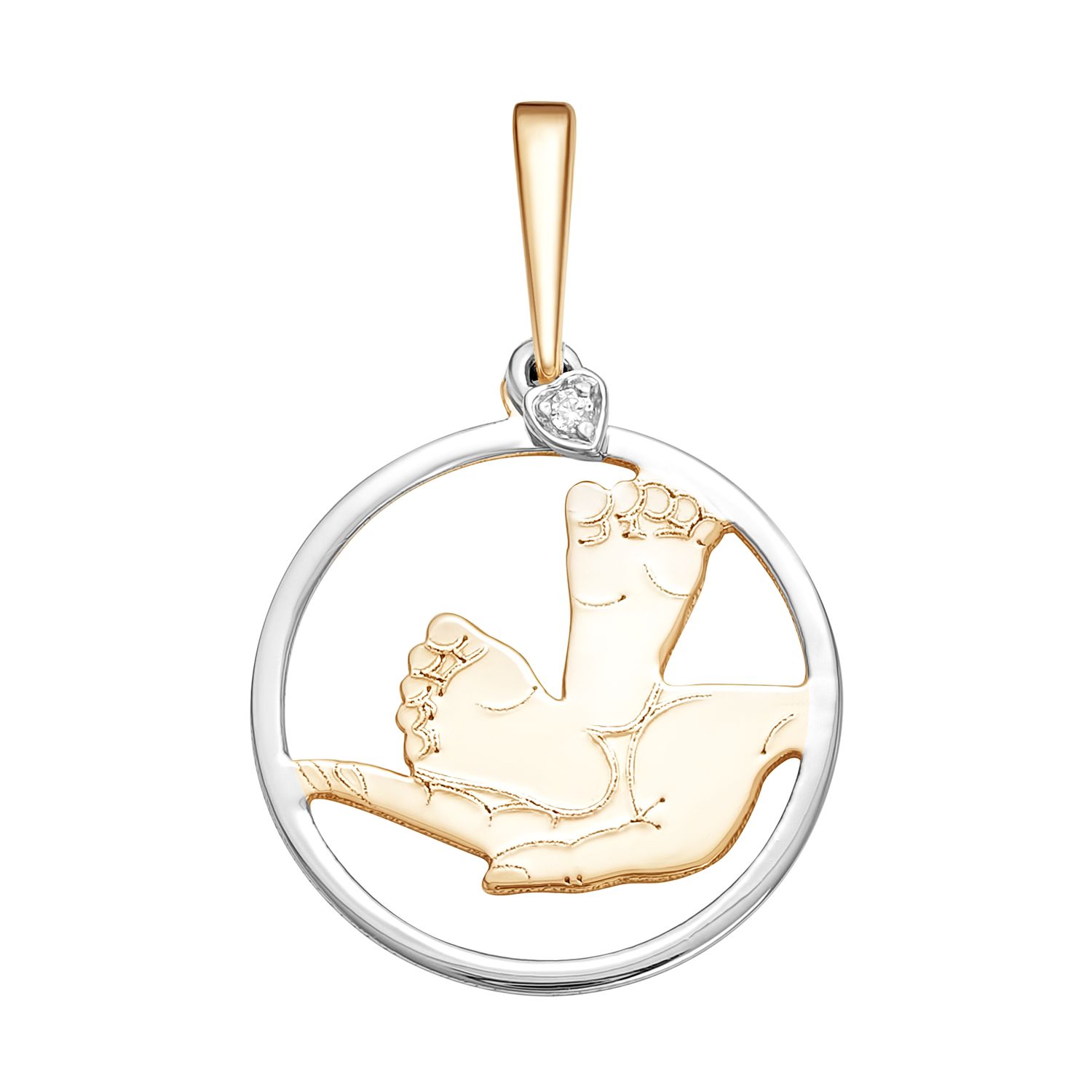 Подвеска из красного золота 585 пробы с фианитом