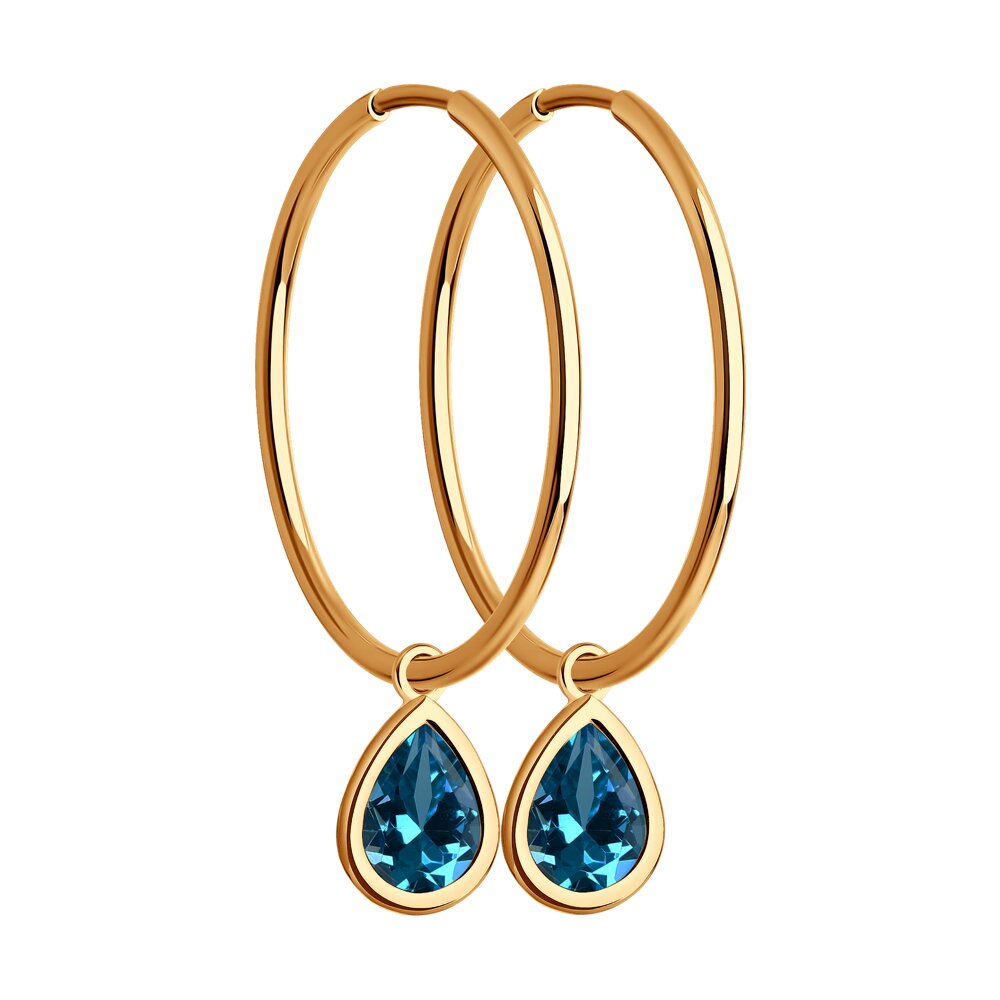 Серьги конго из красного золота с топазами