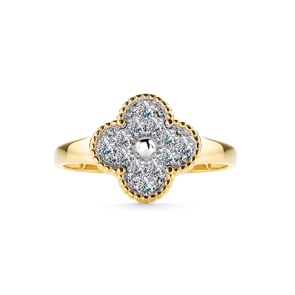 Кольцо из желтого золота с фианитами