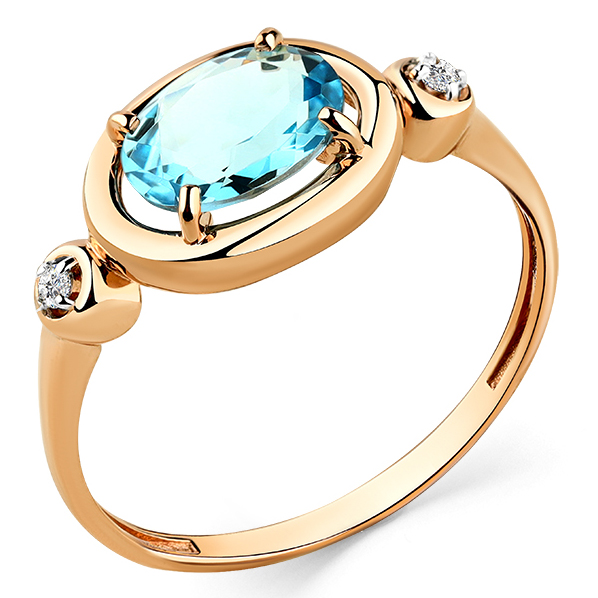 Кольцо из красного золота с топазом и фианитами