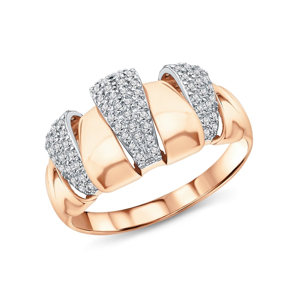 Кольцо из красного золота с фианитами