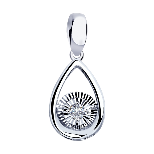 Подвеска из белого золота с танцующим бриллиантом