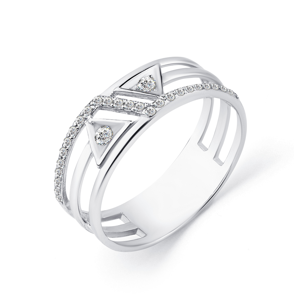 Кольцо из белого золота с фианитами