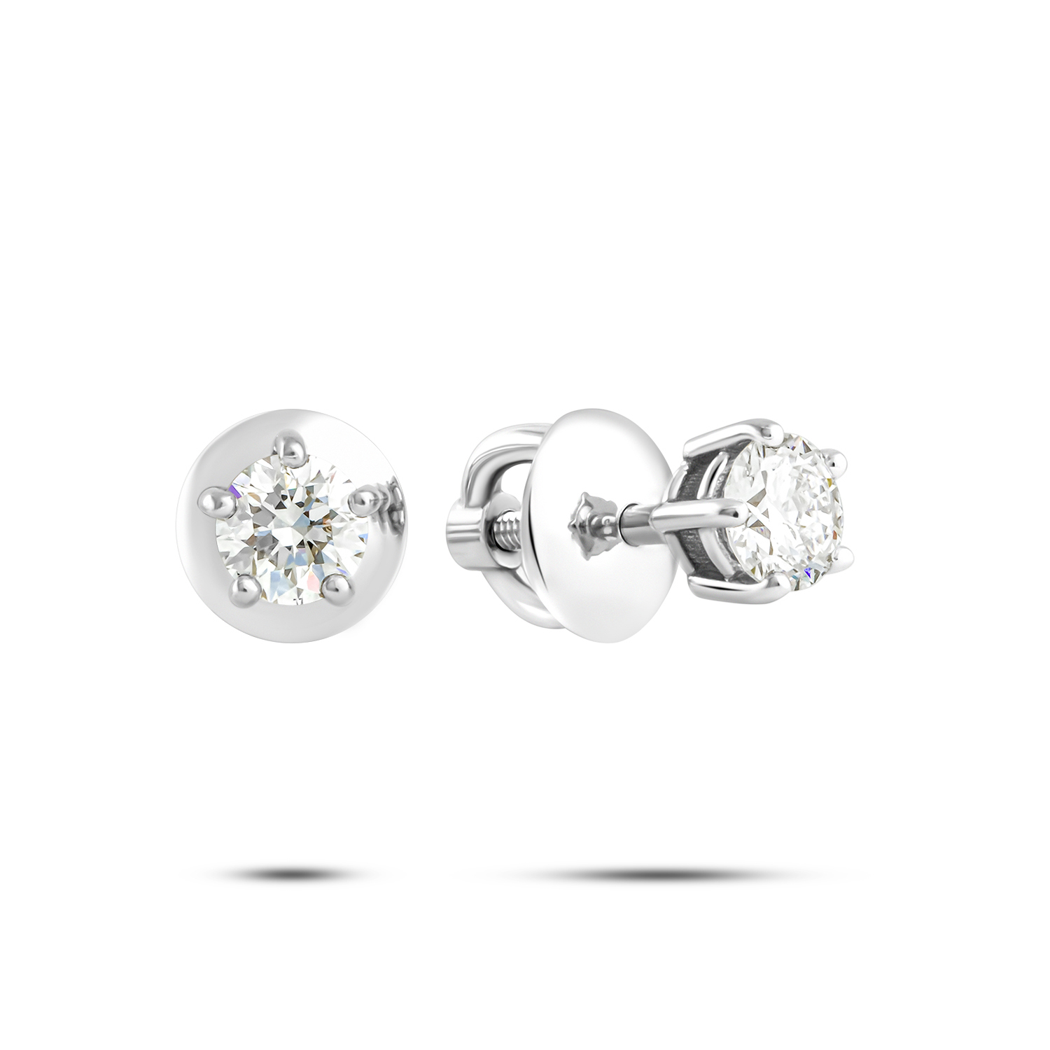 Серьги пусеты из белого золота с бриллиантами