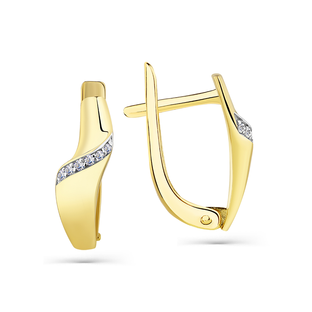 Серьги из желтого золота с фианитами