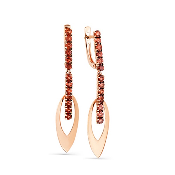 Серьги из красного золота с гранатами