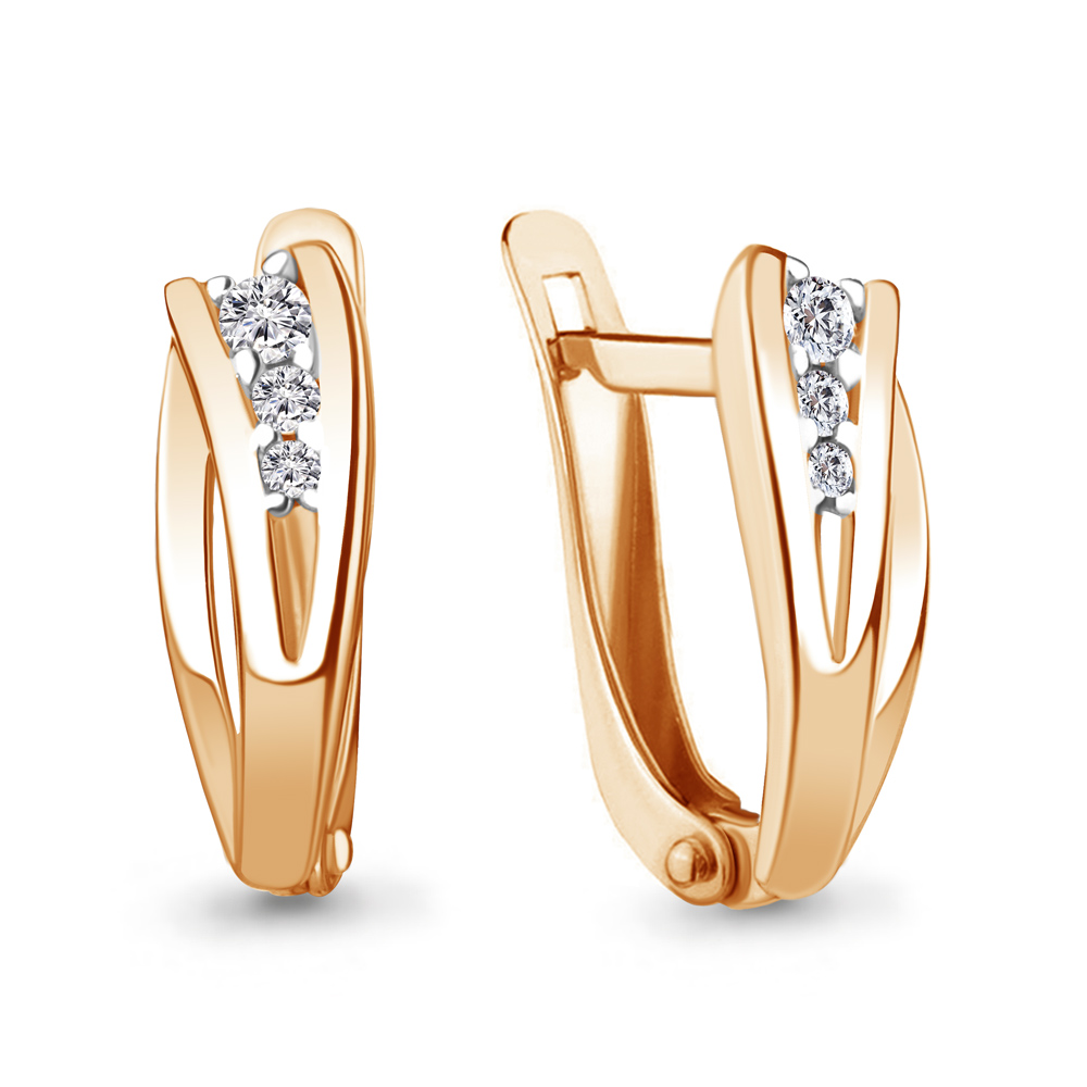 Серьги из красного золота с фианитами