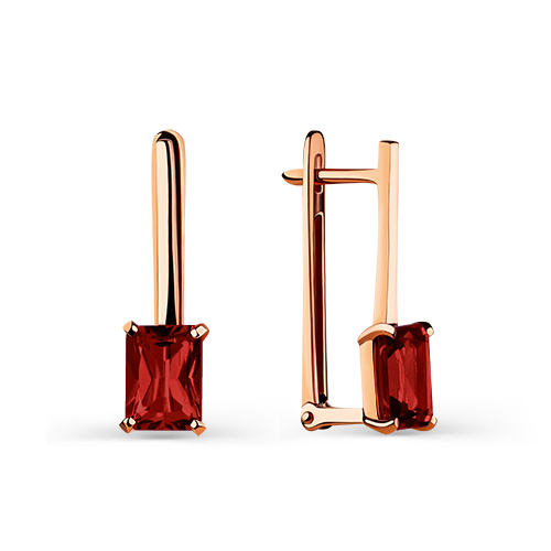 Серьги из красного золота с гранатами