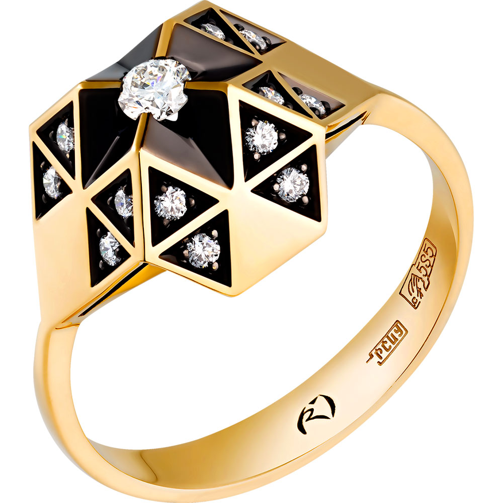 Кольцо из желтого золота с бриллиантами