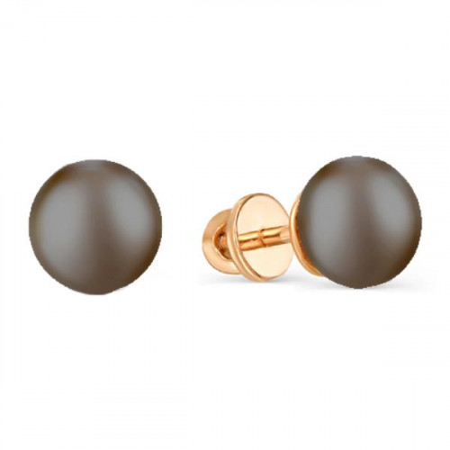 Серьги-пусеты из красного золота с жемчугом