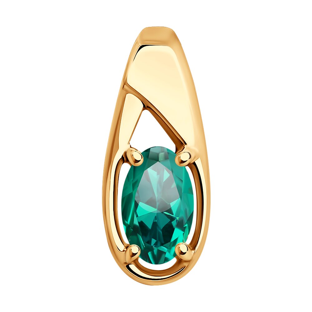 Подвеска из красного золота с гидротермальным изумрудом