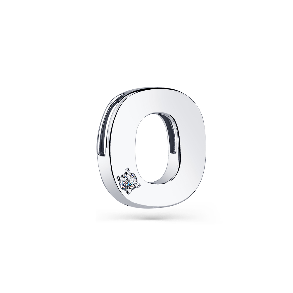 Подвеска из белого золота с фианитом «Буква О»