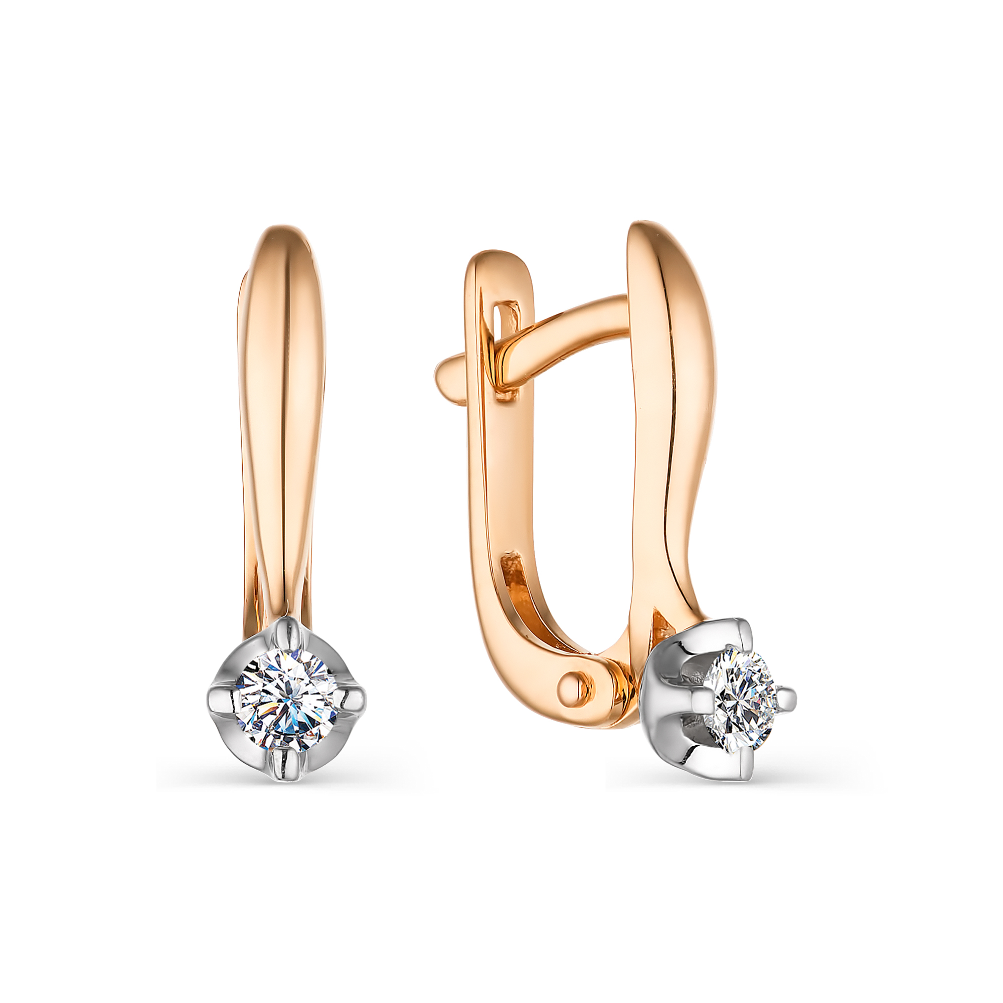 Серьги из красного золота с бриллиантами