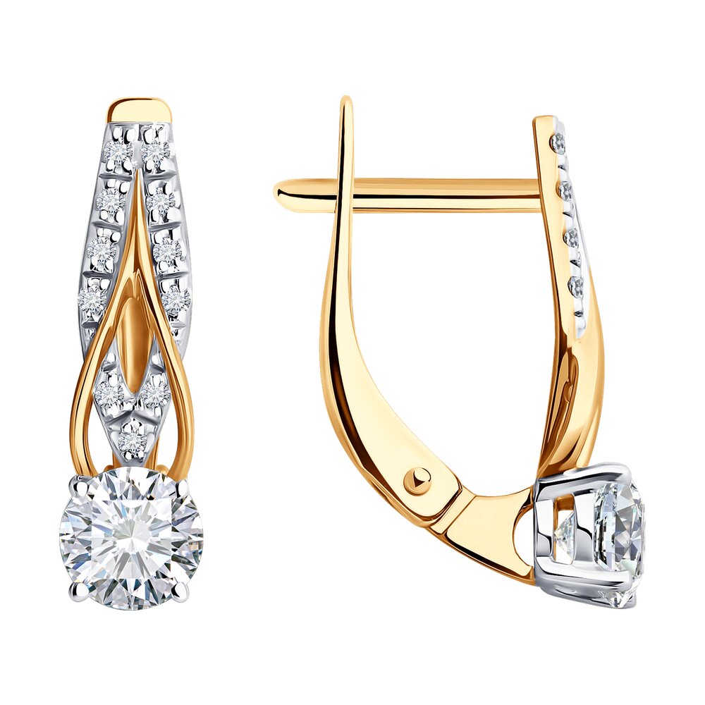 Серьги из красного золота с фианитами