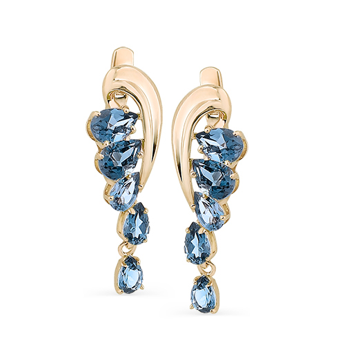 Серьги из красного золота с топазами