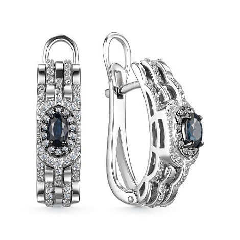 Серьги из белого золота с сапфирами и бриллиантами