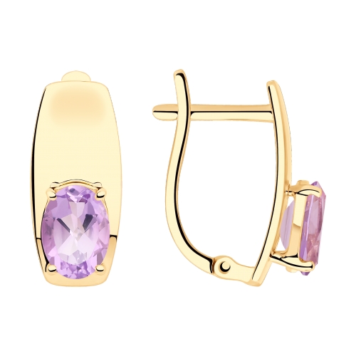 Серьги из красного золота с аметистами