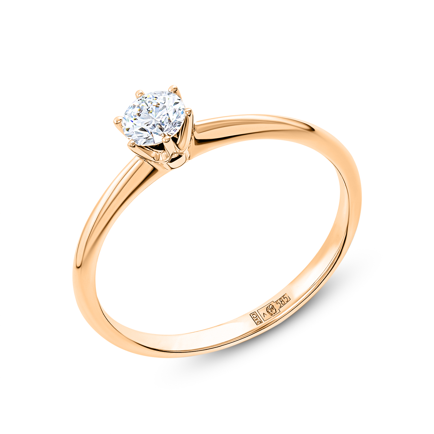 Кольцо из красного золота с бриллиантом