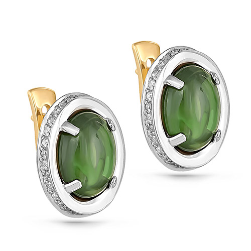 Серьги из комбинированного золота с турмалинами и бриллиантами