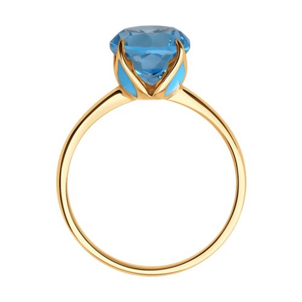 Кольцо из красного золота с топазом и эмалью