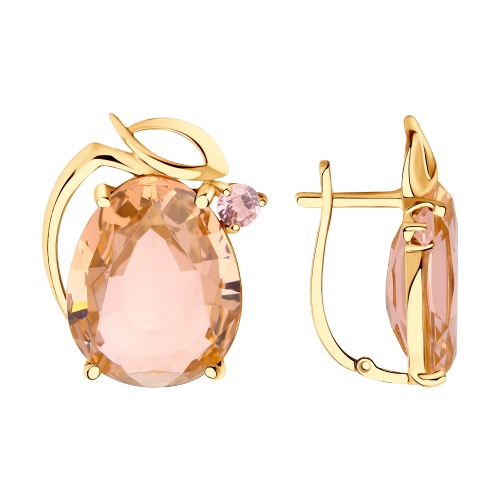 Серьги из красного золота с морганитами