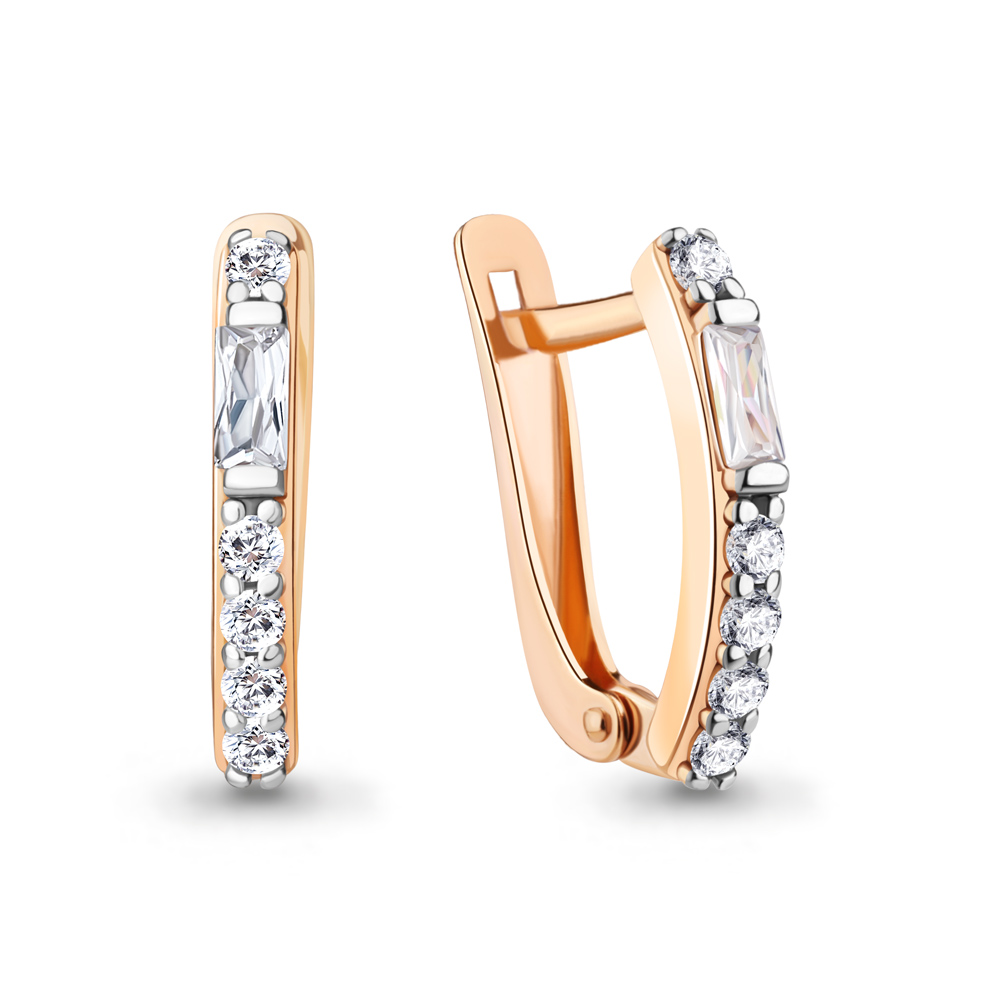 Серьги из красного золота с фианитами